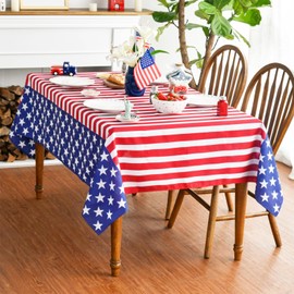 3 Pack Patriotic Tablecloth 4th of July Tablecloth Disposable Plastic American Flag Tablecloth Table Covers for Patriotic Decorations Independence Day, Flag Day, Memorial, Veterans (54 x 108 Inches)