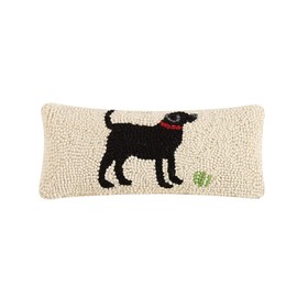 Peking Handicraft 30TG464C05OB Blown Filled Hook Throw Pillow, 12-inch Length, Wool and Cotton (Black Lab)