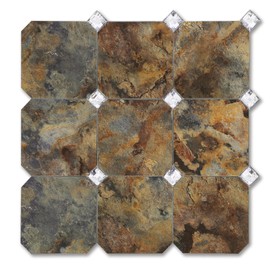 Yipscazo 10 Sheets Peel and Stick Diamonds Tile Backsplash, PVC Backsplash Tiles,Stick on Backsplash for Kitchen (12'' X 12'', Rustic)