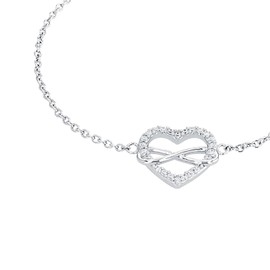 s.Oliver Women’s Bracelet. 925 Sterling Silver/Stainless Steel, Heart, Comes in Jewellery Gift Box, Metal, Cubic Zirconia