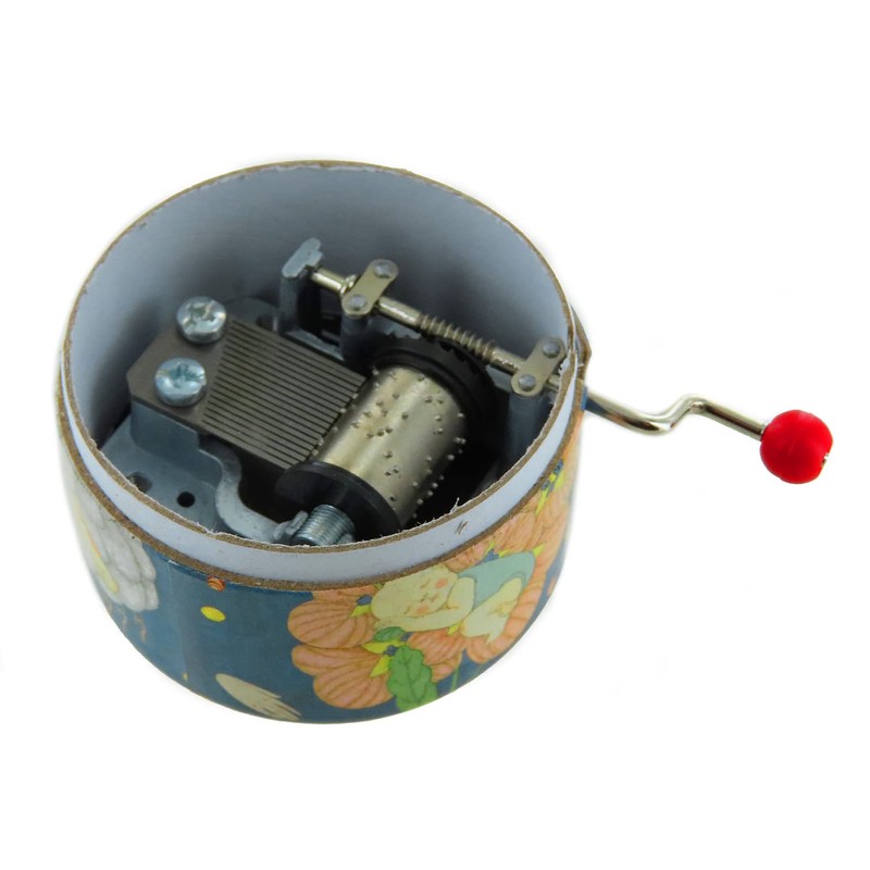 Round Music Box/Music Box with Hand Crank Made of Cardboard