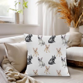 French Bulldog Dog Pillow Covers 18x18 Inches, French Bulldog Gifts for Lovers Women, Frenchie Mom Gifts Throw Pillow Covers for Couch Sofa Bed Home Room Decor, Frenchie Dog Decorative Pillowcases