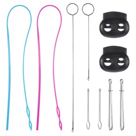 10 Pcs Loop Turner Sewing Tool Drawstring Threader Tool Set Stainless Steel Sewing Loop Kit Flexible Drawstring Threader Easy Rope Threader Clips Metal Tweezers for Fabric Belts Strips DIY Knitting