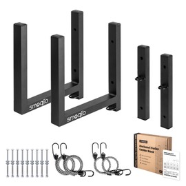 SMOQIO Ladder Rack for Trailer, 2 Racks Enclosed Trailer Ladder Rack Side Mount 200lb Load Black Aluminum, Cargo Trailers Ladder Rack Utility for Exterior or Interior Side Wall