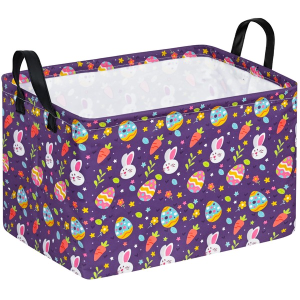 HUAYEE Rectangle Easter Basket Storage Bin Eggs Gift Basket Laundry