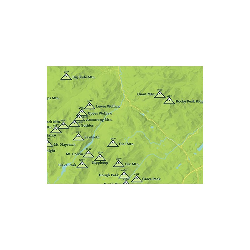 Adirondack High Peaks Checklist 18x24 Poster (Bright Green)