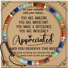 Cheer Up Gifts Bracelets for Women: Healing Natural Stone Bracelets with Postive Words - Inspirational Friendship Gifts for Women Best Friends Sister Bestie Coworker (C- APPRECIATED- RAINBOW STONE)