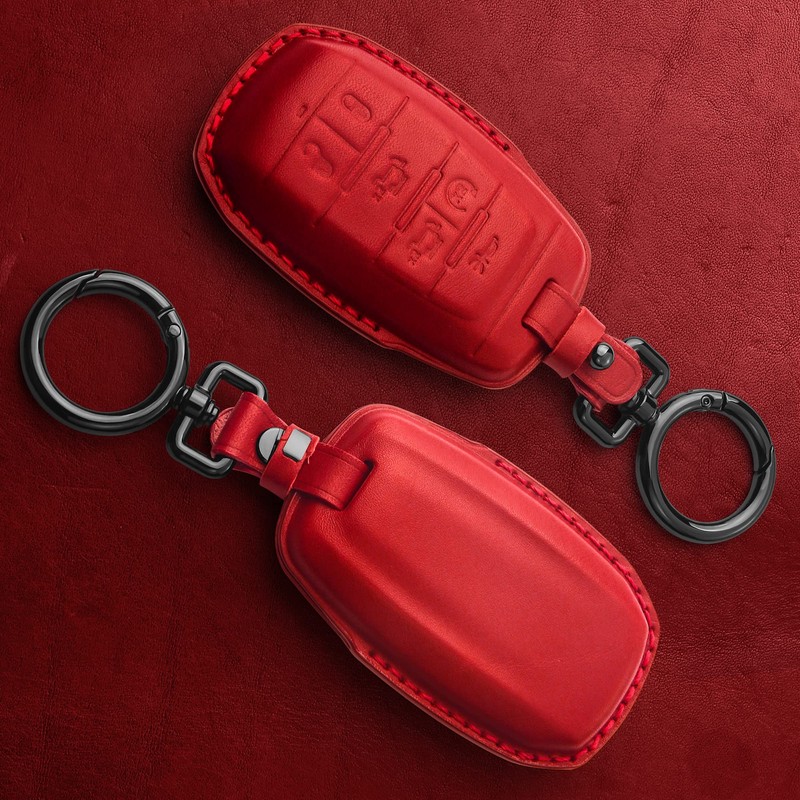 Tukellen for Dodge Key Fob Cover Genuine Leather Key Case
