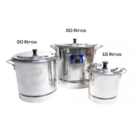 VAP2000 Juego De 3 Vaporera 15 30 Y  50 Litros Ollas Tamaleras