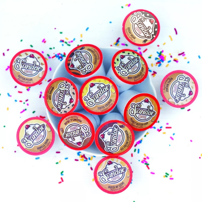 Sundae Ice Cream Flavored K-Cups Coffee Variety Pack, Keurig K-Cup,