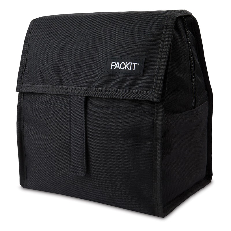 PackIt Freezable Lunch Bag, Black, Built with EcoFreeze Technology, Foldable,