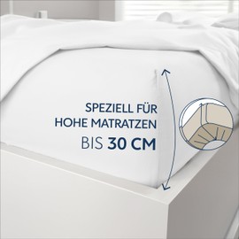 Dreamzie Fitted Sheet 80 x 200 cm - 100% Microfraser - Fitted Sheet for Thick Mattresses up to 30 cm - White - Tested for Harmful Substances (Oeko Tex), Bed Sheet with Elastic Band