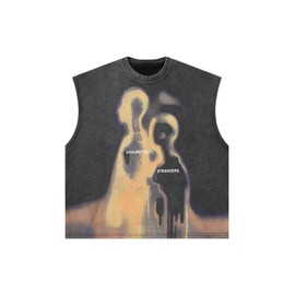 SOLY HUX Men's Graphic Tank Top Oversized Crew Neck Sleeveless Loose Fit Vintage Summer Tops Shirts Black Figure Small