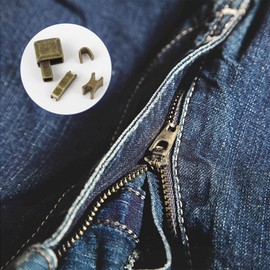 Kulannder 60Pcs Zip Repair Set, Insertion Pin Zipper Bottom, Zipper Stopper, Metal Zipper Head Sliders Retainer with 1Pcs Zipper Install Pliers Tool for Sewing Clothing Crafts(Silver, Black, Bronze)