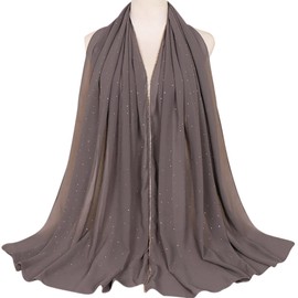 ANKOMINA Women Soft Chiffon Rhinestone Long Scarf Shawl Fashion Muslim Hijab Head Wrap Scarves