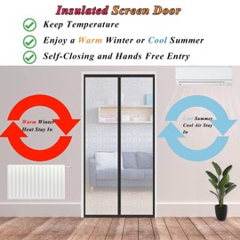 Magnetic Thermal Curtain Heat Protection Curtain Winter Cold Protection Insulation Protection 90 x 210 cm for Door Magnetic Thermal Door Curtain Fly Screen EVA Waterproof Fly Curtain for Balcony Door
