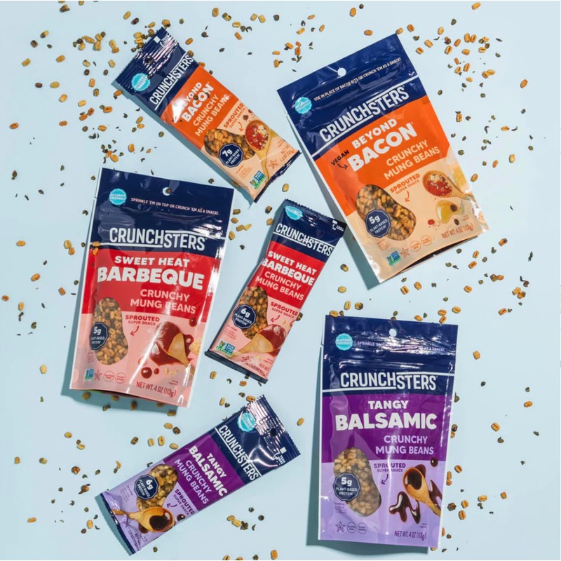 Crunchsters Crunchy Mung Beans Snack, Tangy Balsamic, 4oz. Bags, 6-Pack