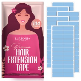 Hair Extension Tape (144 Tabs) Hair Tape for Hair Extensions, Tape in Tape Replacement, Tape in Extensions. Extension Tape for Tape Ins, Tape In Tape, 1.6 x 0.3 Inch Pre Cut Tabs