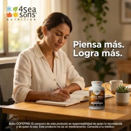 4 Seasons Nutrition | LIONS-MELÉ | Hongo Melena De León | 500 mg | Suplemento Alimenticio | Fórmula Avanzada | Sin Conservadores | Vegano, Sin Gluten, Sin Azúcar, Sin Soya | 120 Cápsulas