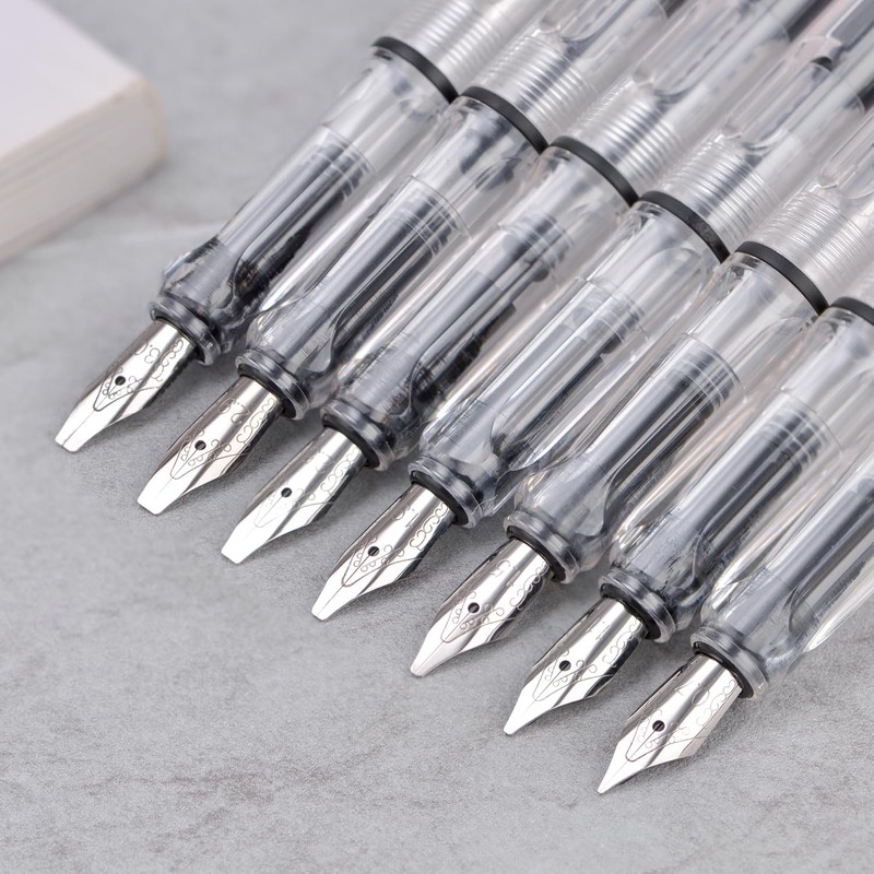 erofa Transparent Parallel Calligraphy Fountain Pen Set with Duckbill Clip,7