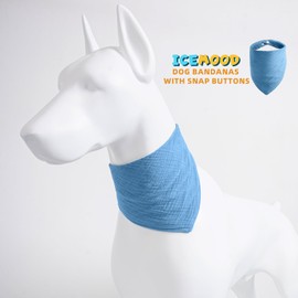 ICEMOOD Adjustable Dog Bandanas - Solid Color Cotton Scarf for Medium and Large Dogs with Button Fastening 15-45KG Breed, Blue, Medium