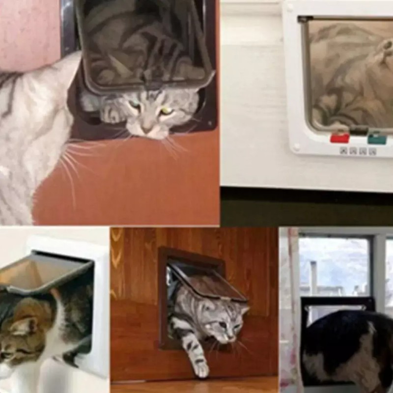 방묘문만들기 고양이중문 방문펫도어 [B. 갈색 작은 유리] Cat Door for