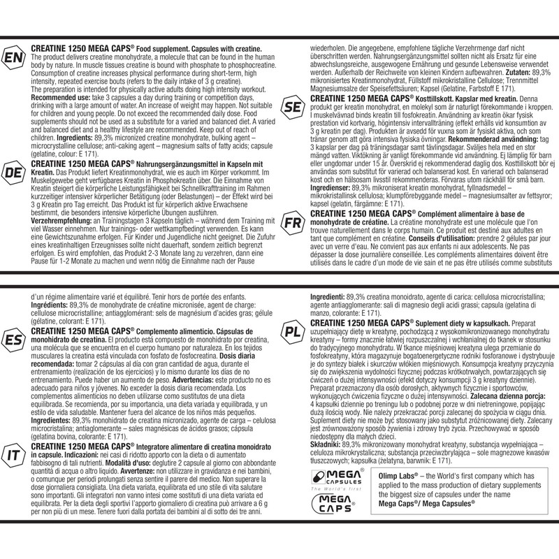 Olimp Labs Creatine 1250 Mega Capsules, 120 Capsules