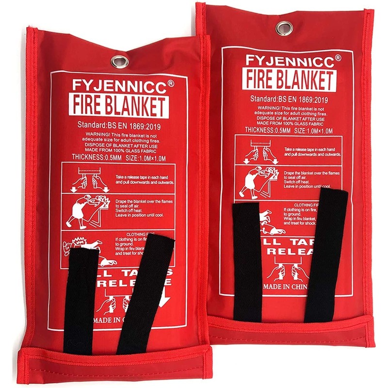 Tiardey Universal Fire Blanket,Large,Quick Unfolding with Loops,1 x 1 m