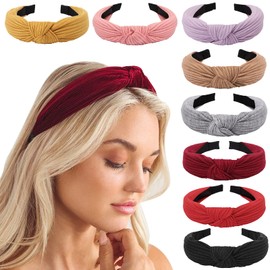 DRESHOW Pack of 8 Women's Headbands, Headbands, Hair Bands, Turban, Elastic Head Wrap, Cute Hair Accessories for Girls
