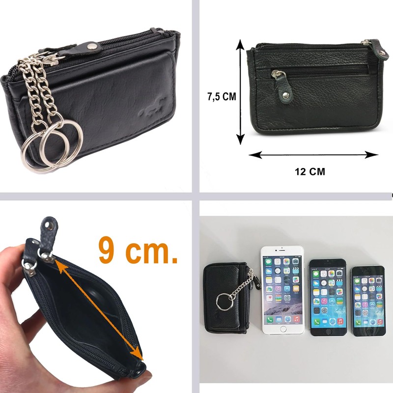 Safekeepers Leather Key Case - Small Key Bag with Zip