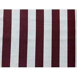 Burgundy & White Striped DRALON Outdoor Fabric Acrylic Teflon Waterproof Upholstery Material for Cushion Gazebo Beach - 320cm Wide (Sold by The metre)
