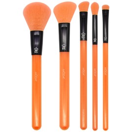 MODA Neon 5pc Face Kit – Vibrant Vegan Makeup Brushes for Bold Face Looks (Orange)