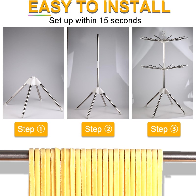 KOLEONHOME Pasta Drying Rack, Large Pasta Rack with 20 Arms,