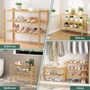Smiry Shoe Rack, 3 Tier Bamboo Shoe Organizer, Stackable Free