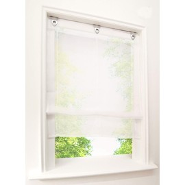 Bailey Jo Roman Blind with U-Hooks Transparent Voile Eyelet Blind Curtain Pack of 1