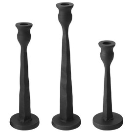 Heavy Duty Cast Iron Black Candlestick Holders Set of 3,Tall Taper Candle Holders,Table Vintage Decor Centerpiece Candle Holders for Fireplace Party Dining Home