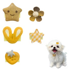 LuckyOpt 5 PCS Pet Hair Clips Set, Cute Dog Barrettes for Small Dogs, Short Hair Clips for Tea Cup, Cats, Rabbits, Puppy, Dog Hair Bows (Yellow)