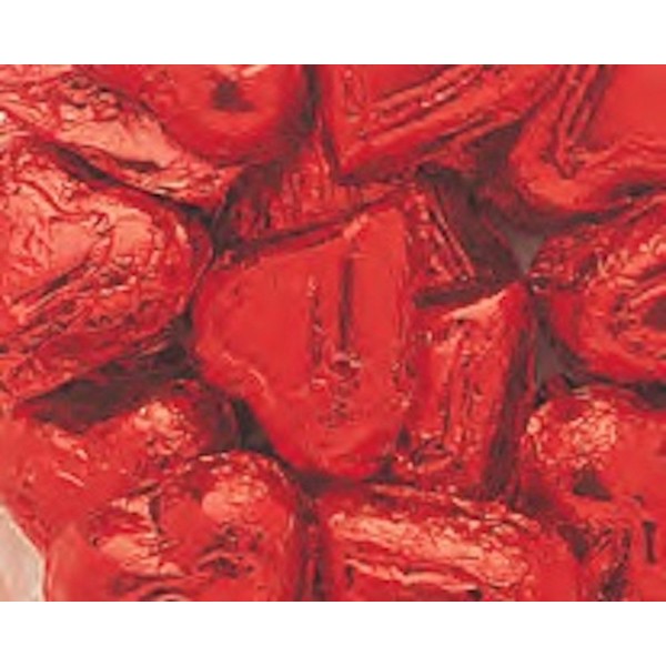 Red Foiled Milk Chocolate Hearts 1LB Bag