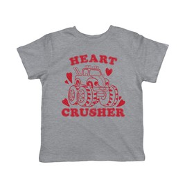 Toddler Heart Crusher T Shirt Funny Valentine's Day Pick Up Truck T Shirt Funny Kids Shirts Love Apparel for Toddler Childrens Graphic Tees Light Grey 3T
