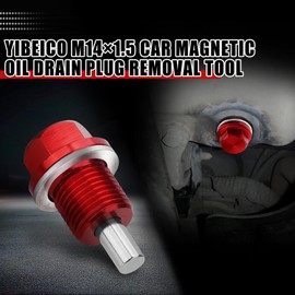 YIBEICO M14×1.5 Car Magnetic Oil Drain Plug Removal Tool, Aluminum Oil Pan Sump Drain Nut Bolt Screw Repair Kit, Replacement for Ford for Honda (Red)