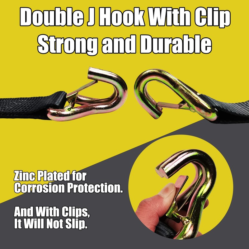 KJE Heavy Duty Car Trailer Tie Down Straps 4 Pack