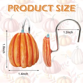 JarThenaAMCS 12Pcs Fall Shower Curtain Hooks 4 Designs Pumpkin Curtain Hanger Hooks Autumn Thanksgiving Curtain Rings for Bedroom Bathroom Decor