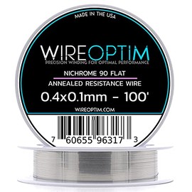 WIREOPTIM - 0.4mm x 0.1mm - Nichrome 90 Resistance Wire – 100 Feet