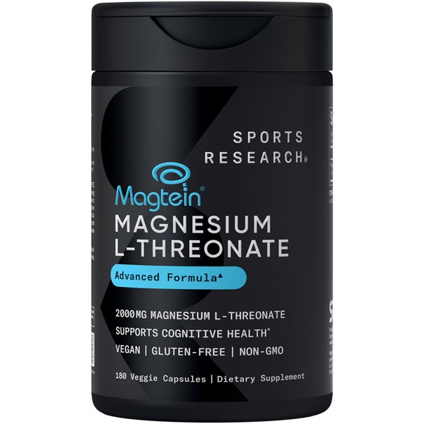 Sports Research Magtein Magnesium L-Threonate Capsules - Magnesium Supplement for
