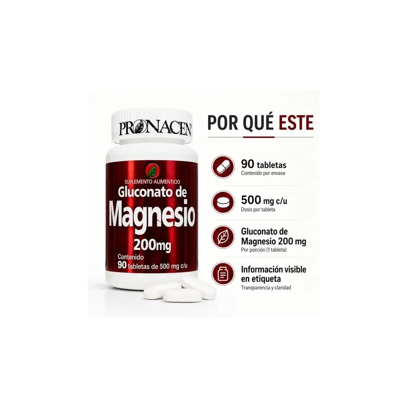 Magnesio (gluconato - 90 Tabletas) Pronacen