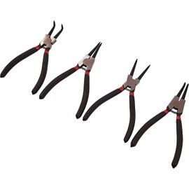 Mr. Gadget's Solutions 4-Piece Circlip Pliers Set – 7" Heavy-Duty Snap Ring Pliers with Straight & Bent Tips for Internal & External Retaining Rings – Mechanics & DIY Repair Tool
