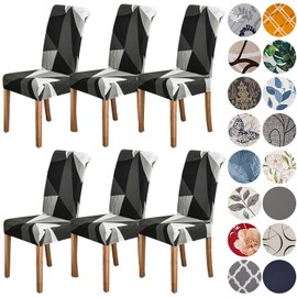 HZDHCLH Chair Covers for Dining Room Set of 6,Stretch Spandex Parsons Chair Slipcovers 6 Pack,Removable Washable Chair Protector for Kitchen,Diner,Party,Wedding