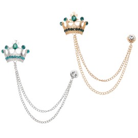PATIKIL Crown Brooch Hanging Rhinestone Suit Pins Fashion Crystal Lapel Pins for Women