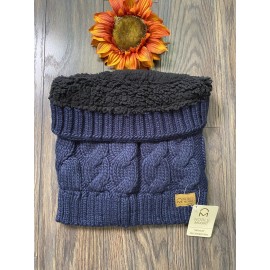NOBLE MOUNT Mens Navy Cable Knit Toaster Snood Scarf NWT