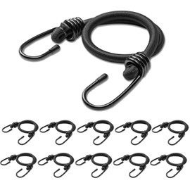 Aegero 12inch Bungee Cords with Hooks,10Pcs Heavy Duty Extra Strong Outdoor Elastic Rope,Multi-Purpose Elastic Bungee Straps for Luggage,Camping,Tarps,Bike Rack,Outdoor Tent,Weatherproof（Black）…